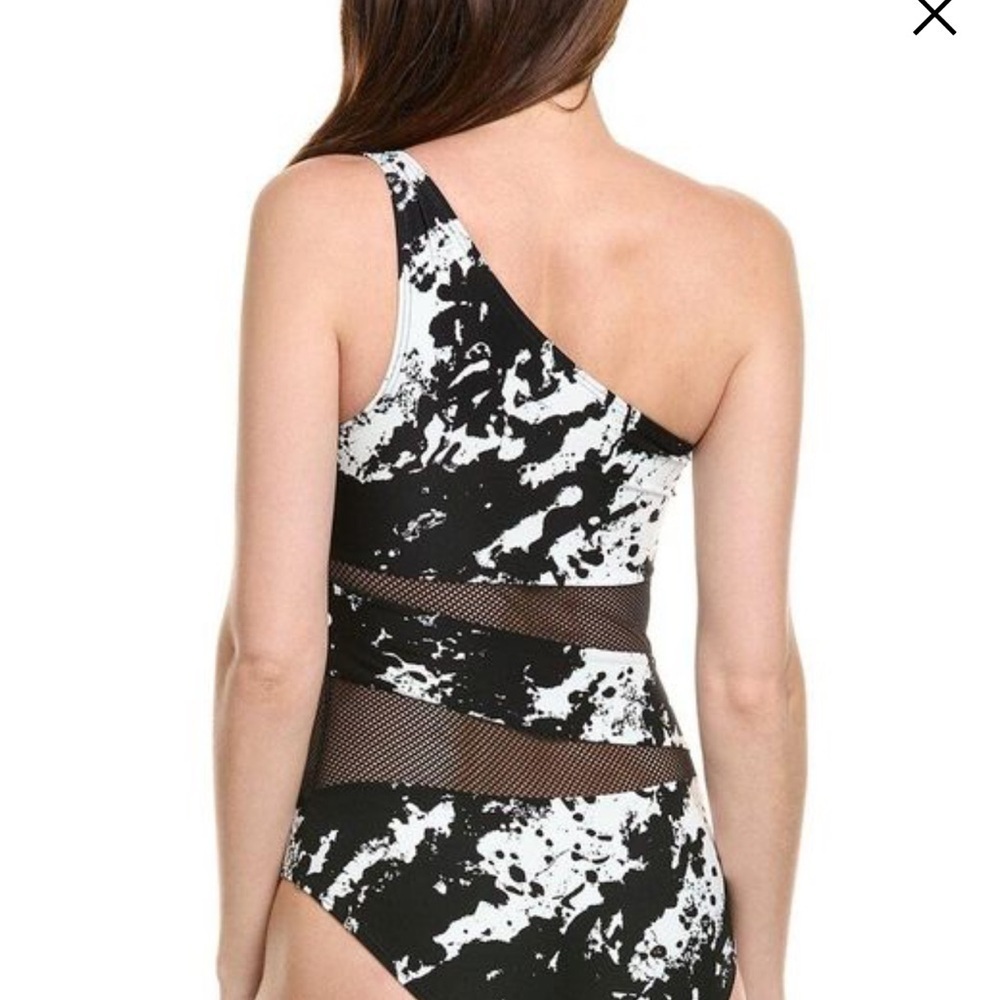 Carmen Marc Valvo Black and White One-Shoulder One Piece - Picture 2 of 7